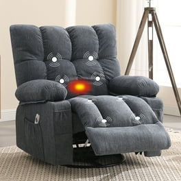 Emma Oliver Black LeatherSoft Swivel Recliner Ottoman Set with Heat and Massage Control Walmart