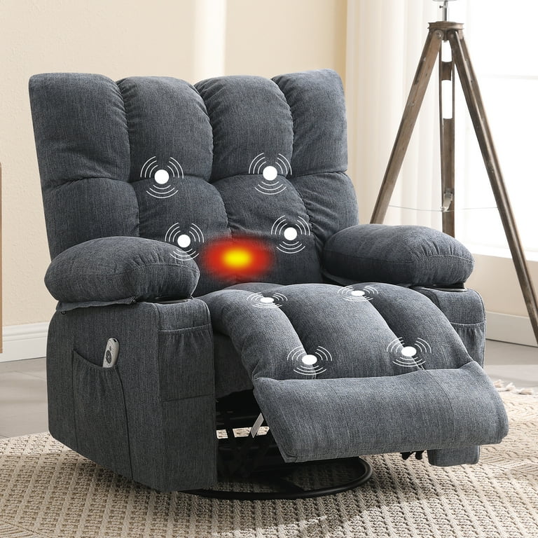 JONPONY Massage Rocker Recliner Chair with Vibration Massage and Heat Ergonomic Lounge Chair for Living Room with Rocking Function and Side Pocket 2 Cup Holders USB Charge Port Blue Walmart