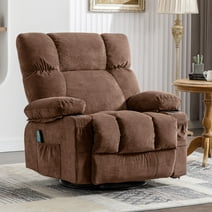 JONPONY Massage Rocker Recliner Chair with Vibration Massage and Heat Ergonomic Lounge Chair for Living Room with Rocking Function and Side Pocket, 2 Cup Holders, USB Charge Port,Brown