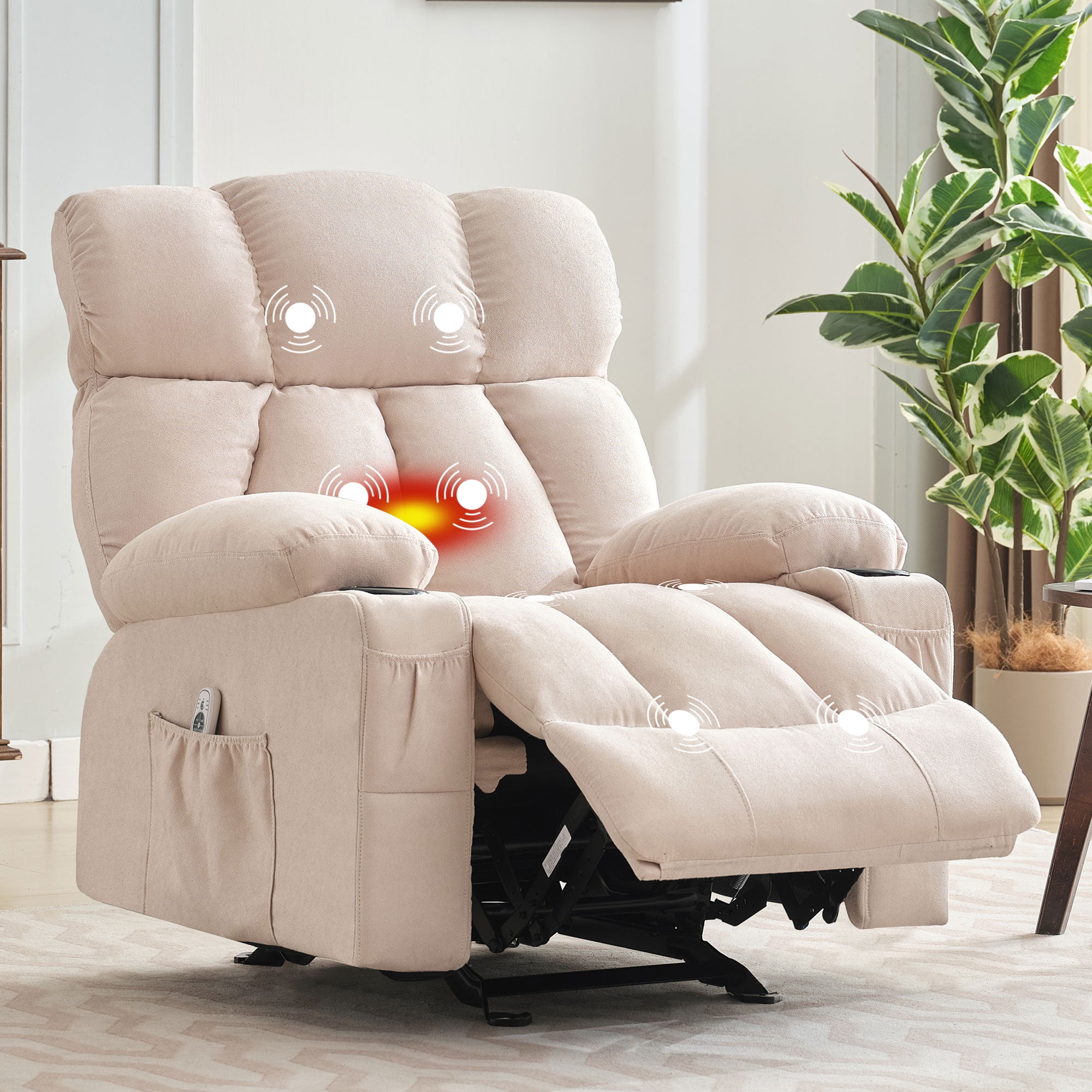 JONPONY Massage Rocker Recliner Chair with Vibration Massage and Heat Ergonomic Lounge Chair for Liv(图1)