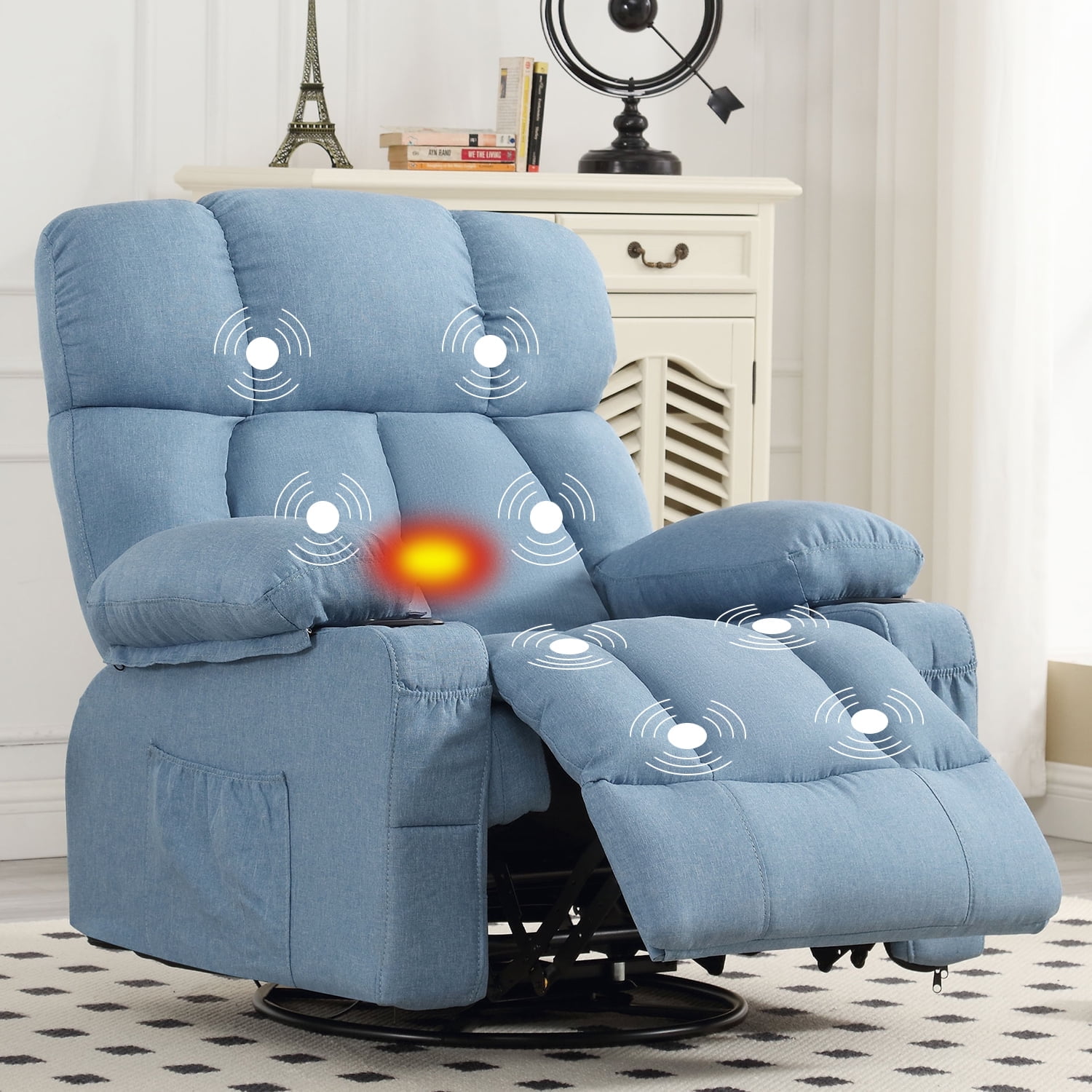 JONPONY Massage Rocker Recliner Chair with Vibration Massage and Heat Ergonomic Lounge Chair for Liv(图1)