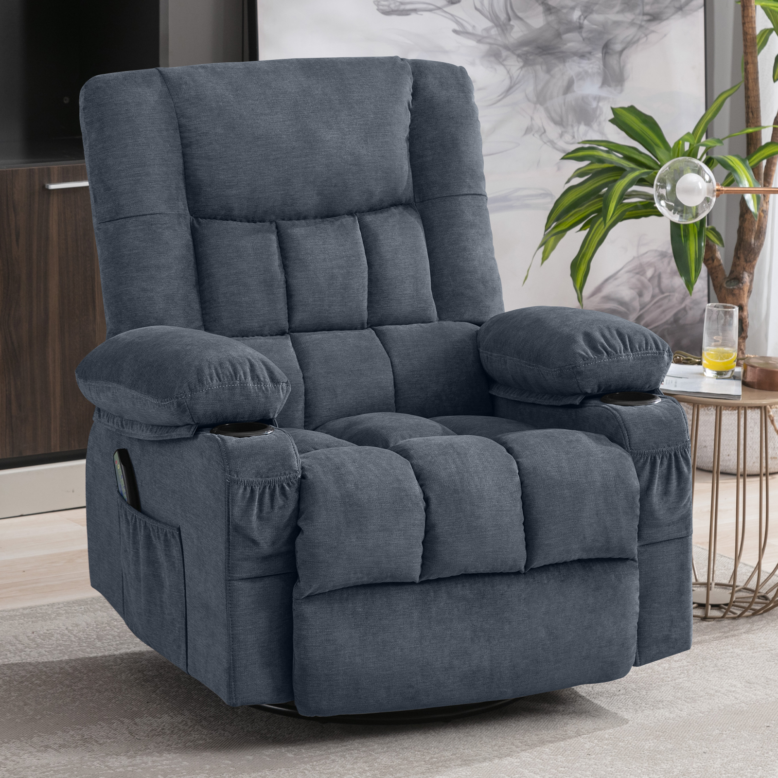IPKIG Massage Recliner Swivel Rocker Chair with Heat Ergonomic, Manual