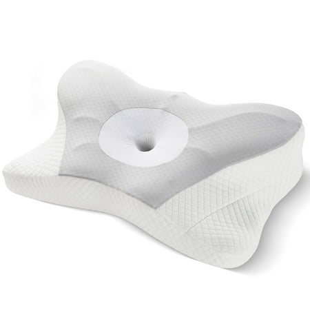 JONPONY Memory Foam Cervical Neck Pillow, Ergonomic Contour Design for Neck & Shoulder Pain Relief, Breathable, Grey, 1 Piece