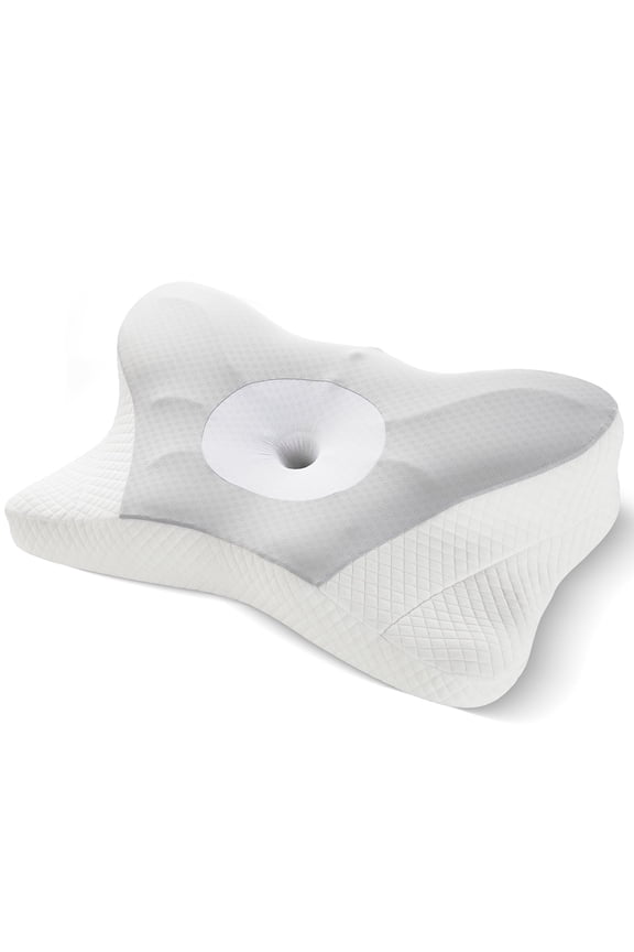 Memory Foam Cervical Neck Pillow, Ergonomic Contour Design for Neck & Shoulder Pain Relief, Breathable, Grey, 1 Piece