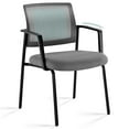 thumbnail image 1 of JONPONY Mesh Back Stacking Chairs with Armrests, Ergonomic Upholstered Fabric and Sturdy Metal Frame, Ideal for Office, Reception, Gray, 1 pack, 1 of 9
