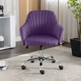 thumbnail image 1 of JONPONY Home Office Desk Chair, Velvet Vanity Chair with Back and Wheels, 360 Swivel, Height Adjustable, Armless Design, Rolling Chair for Vanity Room, Makeup Room, Bedroom, Classroom, PURPLE, 1 of 9
