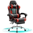thumbnail image 1 of JONPONY Big and Tall Gaming Chair, Ergonomic Gamer Chair with Footrest & Lumbar Support, PU Leather High Back Game Chair, Comfortable for 8 Hours Long Sitting, Computer Game Chair, Black Red, 1 of 8