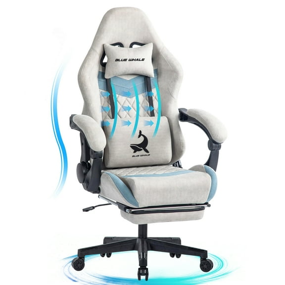 JONPONY Big and Tall Gaming Chair, Ergonomic Design, Gamer Chair PU Leather with Footrest and Lumbar Support, High Back Office Chair Support 8 Hours Long Sitting, Computer Chair,Grey