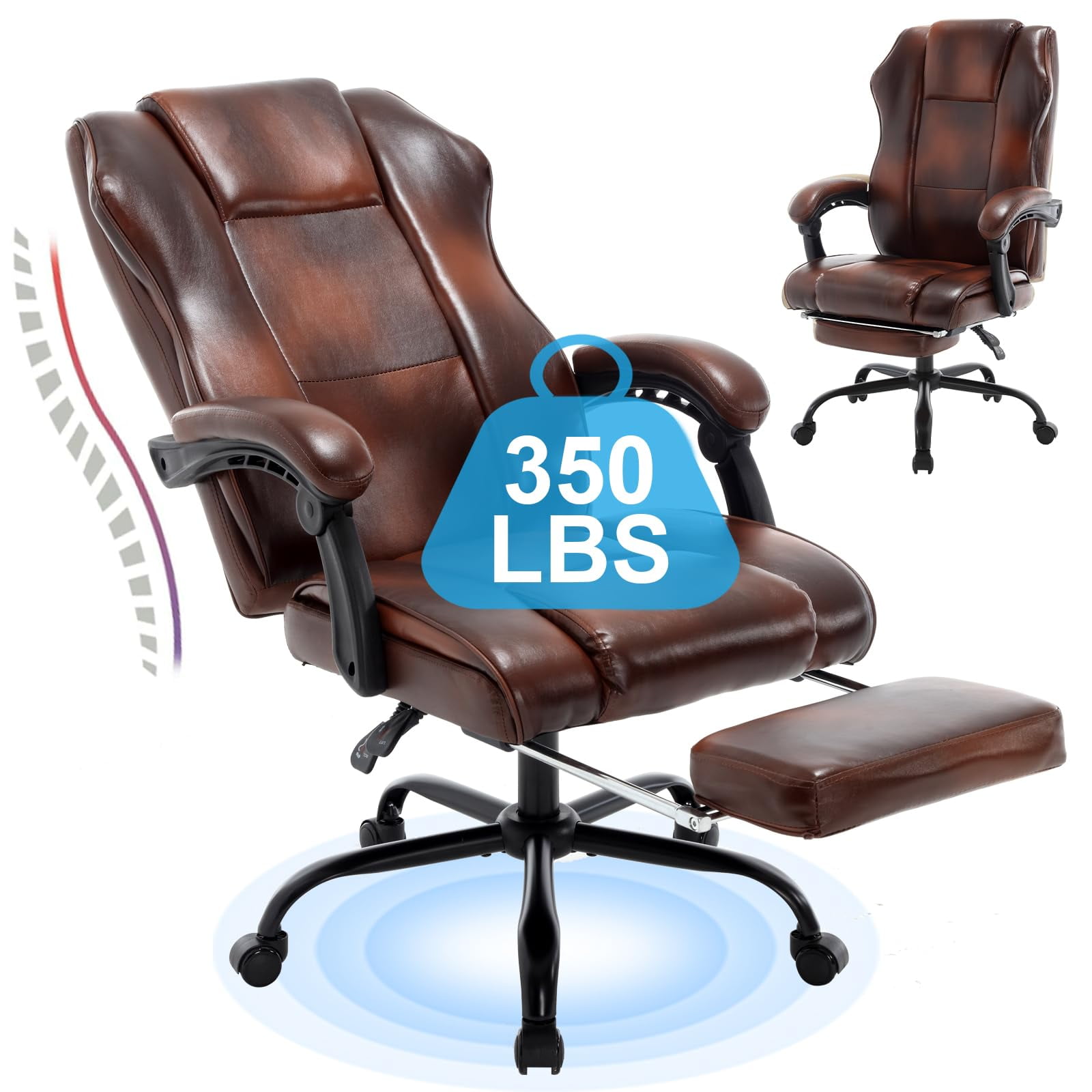 JONPONY Office Chair Reclining Office Chairs With Footrest PU Leather JONPONY Office Chair Reclining Office Chairs With Footrest PU Leather