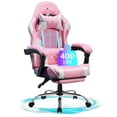 thumbnail image 1 of JONPONY Big and Tall Gaming Chair, Ergonomic Gamer Chair with Footrest & Lumbar Support, PU Leather High Back Game Chair, Comfortable for 8 Hours Long Sitting, Computer Game Chair, Pink white, 1 of 8