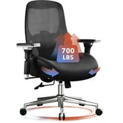 JONPONY 700lbs Big and Tall Office Chair with Wide Thick Seat Cushion,Ergonomic Computer Mesh Desk Chairs with 4D Armrests, Adjustable Lumbar Support for Adults 8 Hours daliy Work,Black