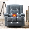 thumbnail image 1 of JONPONY Oversize Recliner Chair, Swivel Rocker Recliner Chair for Adults, Upholstered Manual Recliner with Side Pockets,Massage Swivel Rocker Recliner Chair for Living Room, Blue, 1 of 13