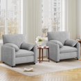 thumbnail image 1 of JONPONY Oversized Accent Chairs, 39" Wide Single Sofa Chair with Comfy Upholstered, Modern Chenille Lounge Chair, Comfortable Reading Chair for Living Room & Bedroom (Grey, 2 Pack), 1 of 9