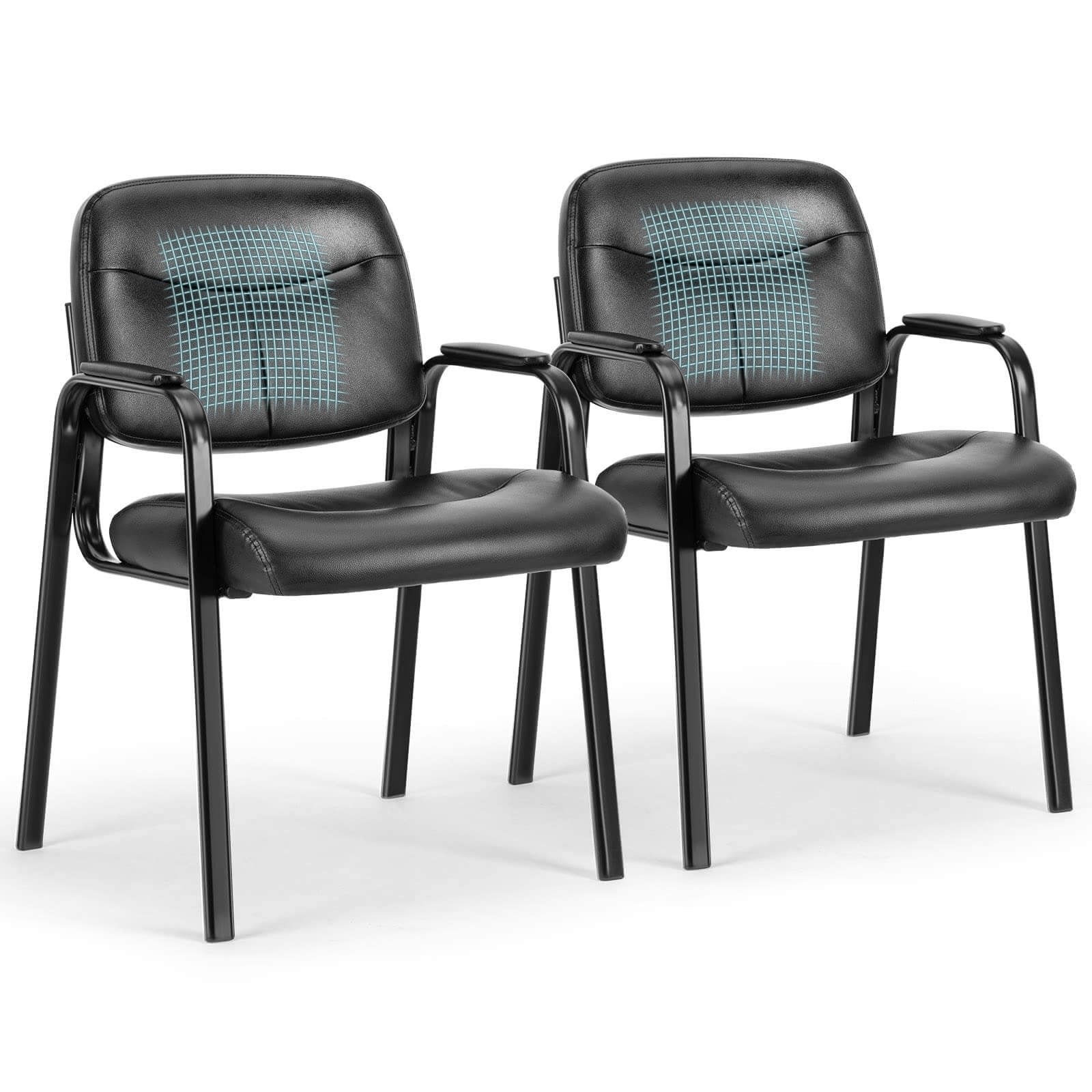 JONPONY PU Leather Guest Chair with Padded Armrests, Separate Backrest ...