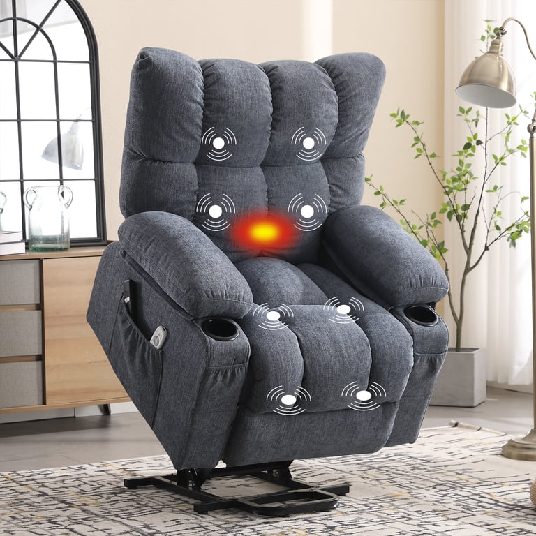 JONPONY Power Lift Recliner Chair, Electric Oversized Recliner with Heat  and Massage, USB Port, Blue - Walmart.com