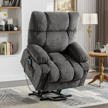 JONPONY Power Lift Recliner Chair Recliners for Elderly with Heat and Massage Recliner Chair for Living Room with Infinite Position and Side Pocket,USB Charge Port,Grey