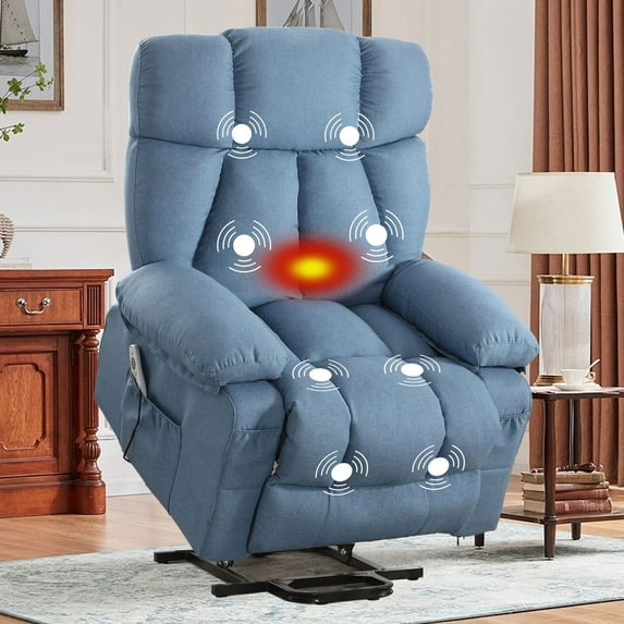 JONPONY Power Lift Recliner Chair Recliners for Elderly with Heat and Massage Recliner Chair for Living Room with Infinite Position and Side Pocket,USB Charge Port,Blue