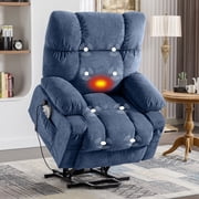 JONPONY Power Lift Recliner Chair Recliners for Elderly with Heat and Massage Recliner Chair for Living Room with Infinite Position and Side Pocket,USB Charge Port,Blue
