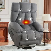 JONPONY Power Lift Recliner Chair Recliners for Elderly with Heat and Massage Recliner Chair for Living Room with Infinite Position and Side Pocket,USB Charge Port,Grey