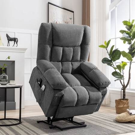 JONPONY Power Lift Recliner Chair Recliners for Elderly with Heat and Massage Recliner Chair for Living Room with Infinite Position and Side Pocket,USB Charge Port,Grey
