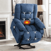 JONPONY Power Lift Recliner Chair for Elderly with Heat and Massage, Lay Flat Assist Recliner with Side Pocket for Living Room Blue