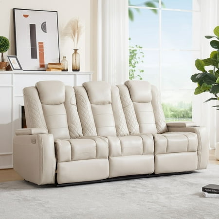 JONPONY Power Recliner Sofa – 3-Seat Theater Seating with USB & Storage