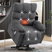 JONPONY Power Lift Recliner Chair Recliners for Elderly with Heat and Massage Recliner Chair for Living Room with Infinite Position and Side Pocket,USB Charge Port,Gray