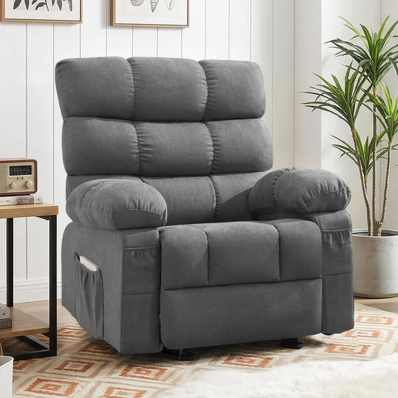 JONPONY Rocker Recliner Chair, Ergonomic Lounge Chair for Living Room Theater,Small Spaces with Rocking Function,Side Pocket,Gray