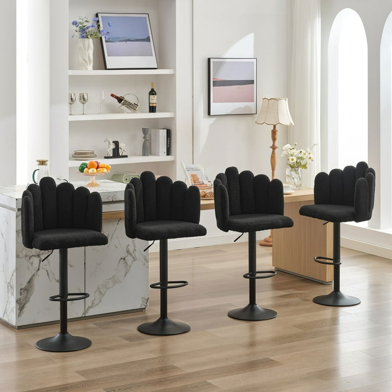 JONPONY Swivel Bar Stools Set of 4, Black, for Kitchen, Dining