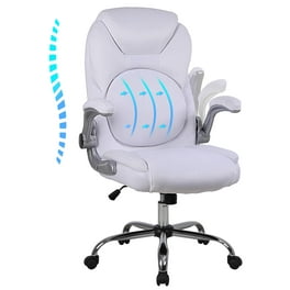 REFICCER Leather Executive Office Chairs with Wheels, Ergonomic Lumbar  Support Office Chair, 90-120° Rocking High Back Home Desk Chair with Flip  up