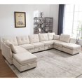 thumbnail image 1 of JONPONY Vintage Modular Sectional Sofa, Convertible U Shaped Sofa Couch with Storage, Memory Foam,Copper Nail Modular Sectionals with Ottomans 8 Seat Sofa Couch with Chaise for Living Room,Beige, 1 of 11