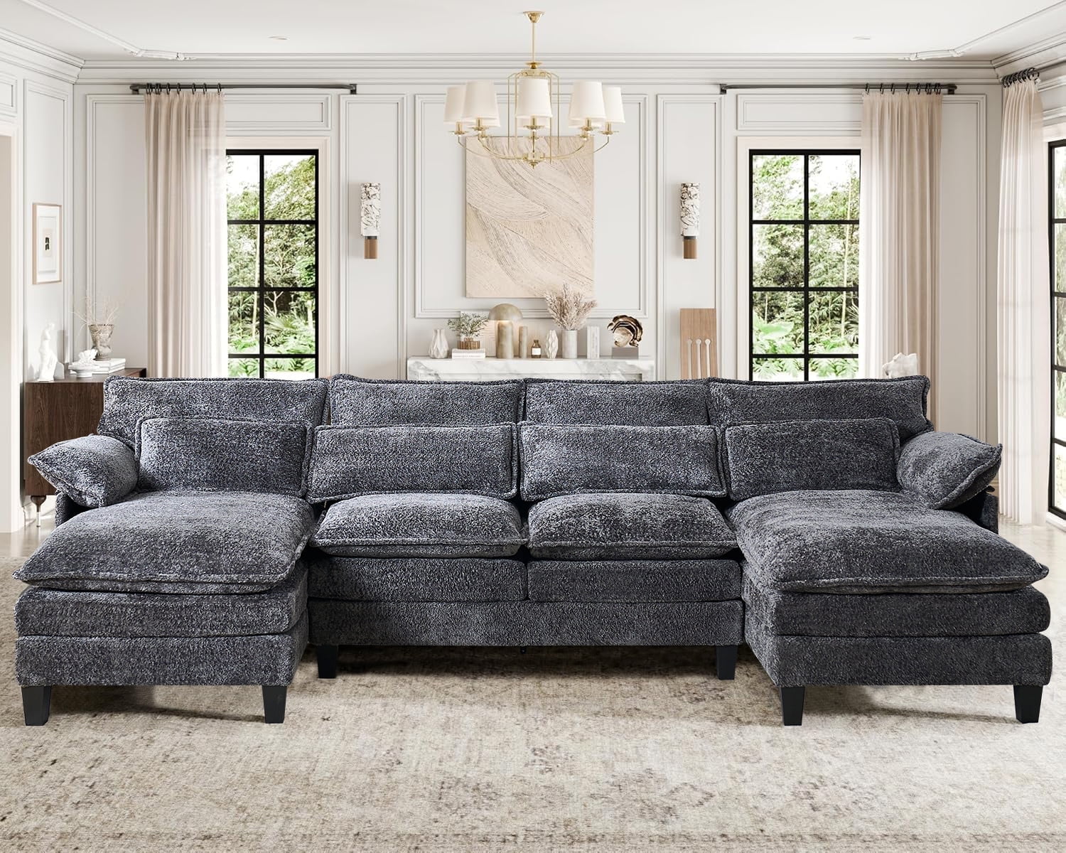 JONPONY 109.49" Modular Sectional Sofa with D