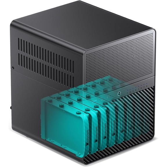 JONSBO N3 Mini-ITX NAS PC Chassis, ITX Computer Case, 8HHD+1-SSDD isk Bays Mini Aluminum with Steel Plate Built-in 2x10cm Fan, Power Support: SFX105mm, Support 130mm CPU Cooler
