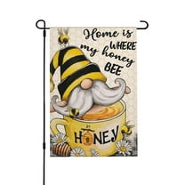 JOOCAR 12" x 18" Spun Linen Garden Flag, Bee Gnome Welcome, Double-Sided Outdoor Decor