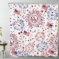 thumbnail image 1 of JOOCAR 4th of July Shower Curtain American Flag Patriotic Shower Curtain Set Red and Blue Stars Firework Shower Curtains for Bathroom Waterproof Washable Fabric with Hooks,72x72 inch, 1 of 7