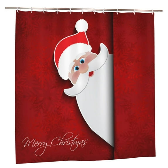 JOOCAR 72 x 72 Inch Christmas Shower Curtain,Cute Cartoon Santa Claus Bath Curtains with Hooks for Bathroom Decor,Xmas Decoration,Home,Gifts
