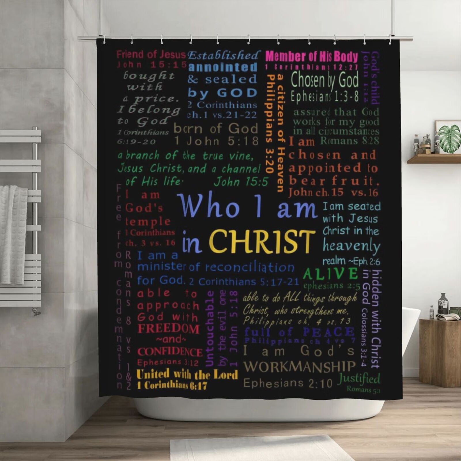JOOCAR 72 x 72 Inch Shower Curtain Inspirational Quote, Christian Bible