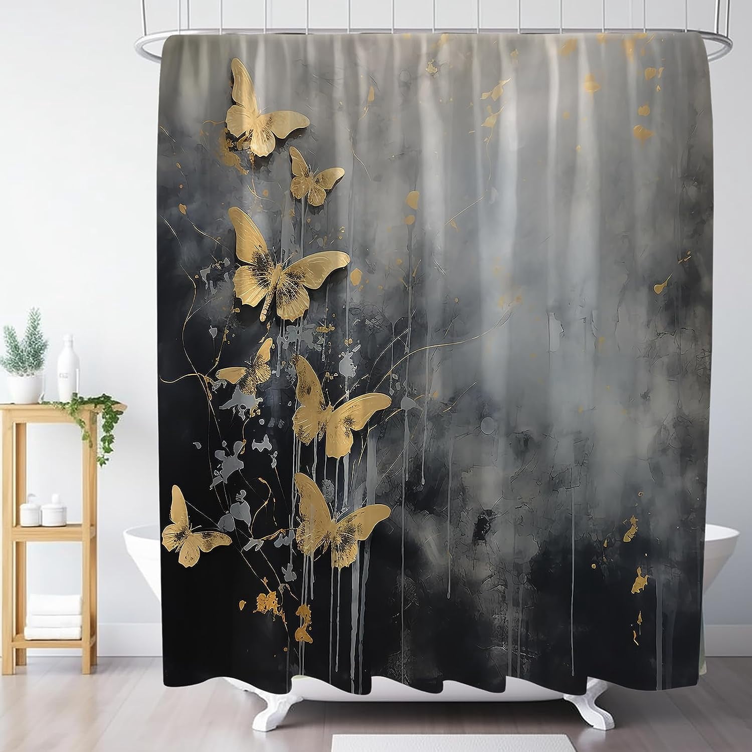 JOOCAR Aesthetics Butterfly Shower Curtain Set, Modern Shower Curtain