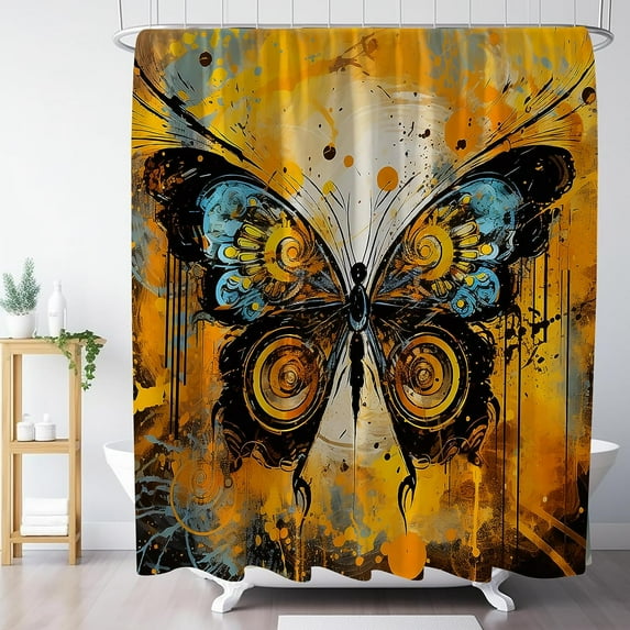JOOCAR Aesthetics Butterfly Shower Curtain Set, Modern Shower Curtain for Decor, Waterproof Washable Fabric Shower Curtain