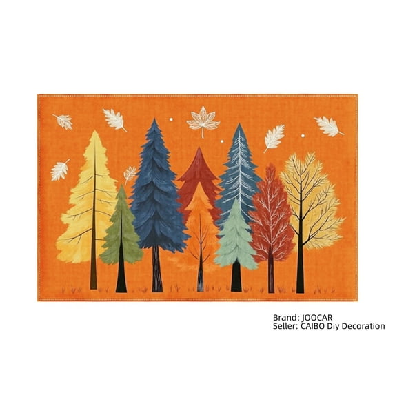 JOOCAR Autumn Forest Colorful Trees Linen Table Mats Set of 4 for Home Kitchen Table Decor 12x18 inch