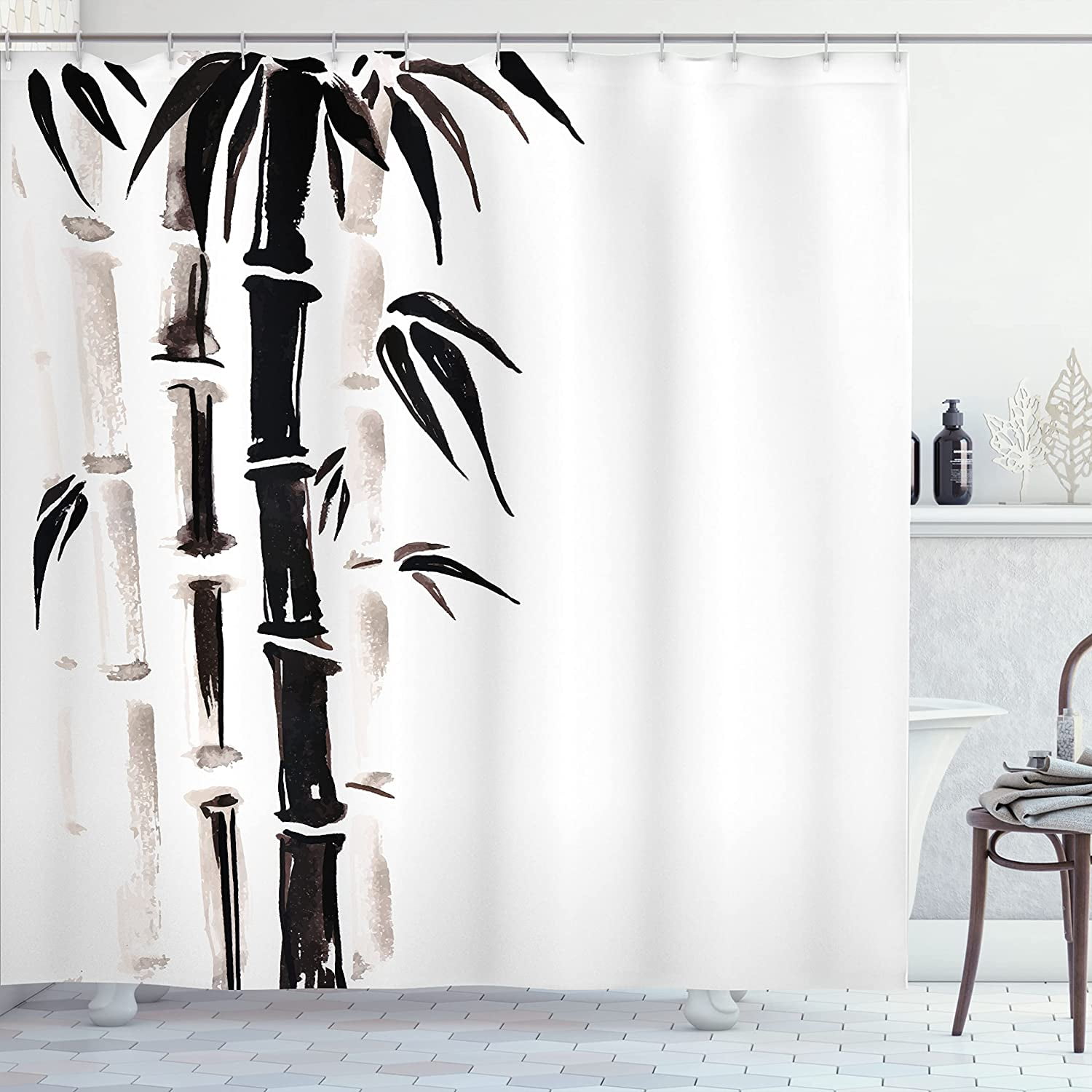 JOOCAR Bamboo Print Shower Curtain, Bamboo Pattern in Traditional