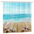 thumbnail image 1 of JOOCAR Beach Starfish Shower Curtain, Blue Sea Wavy Ocean Surface Scency Waterproof Bathroom Decor Shower Curtains 72x72 Inch, 1 of 7