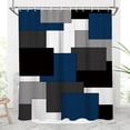 thumbnail image 1 of JOOCAR Black and Blue Shower Curtain Navy White Grey Gray Geometric Mid Century Abstract Simple Minimalist Mens Boys Waterproof Fabric Home Bathroom with 12 Hooks, 72x72, Modern, 1 of 5