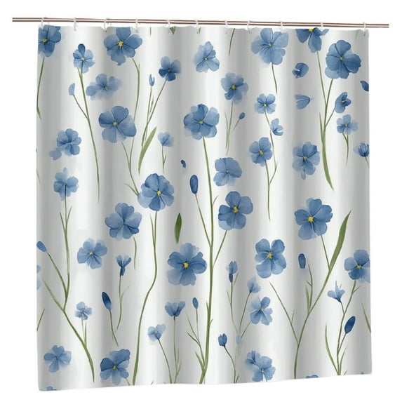 JOOCAR Blue Floral Pattern Polyester Shower Curtain for Spring Summer Home Bathroom Bath Tub Decor 72x72 inch