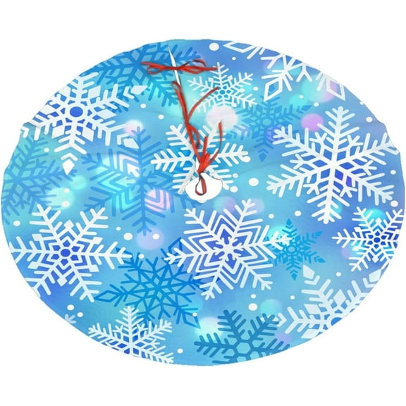 JOOCAR Blue White Snowflake Winter Christmas Tree Skirt 36" for Xmas Holiday New Year Party Circle Tree Mat Ornaments Decoration