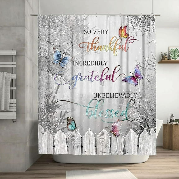 JOOCAR Butterfly Shower Curtain Colorful Butterfly Bathroom Shower Curtains Modern Polyester Fabric Waterproof 12 Pack Plastic Hooks 72 x 72 Inch