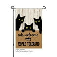 thumbnail image 1 of JOOCAR Cats Welcome People Tolerated Linen Garden Flag with Black Cats and Fish Design for Fall Autumn Home Outdoor Garden Yard Door Decor 12x18 inch, 1 of 5