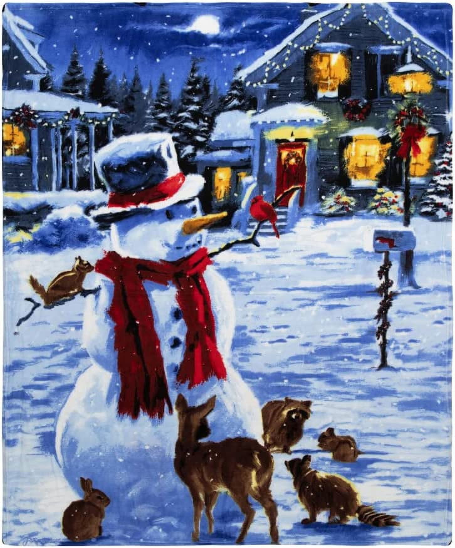 Snowman and Friends Christmas Fleece Throw Blanket 50" x 60"
