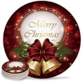 thumbnail image 1 of JOOCAR Christmas Coasters, Christmas Bell Bow Merry Christmas for Home Kitchen Table Bar Decor Housewarming Gift Coasters Set of 4, 1 of 5