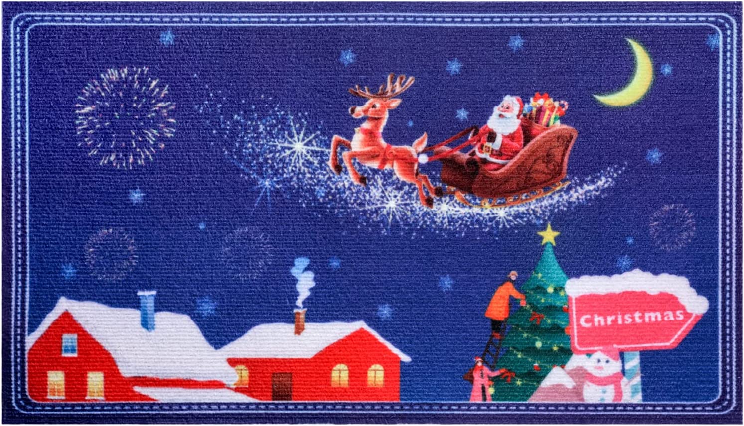 JOOCAR Christmas Door Mat Floor Mat 36 x 24 Inch Santa Claus Christmas